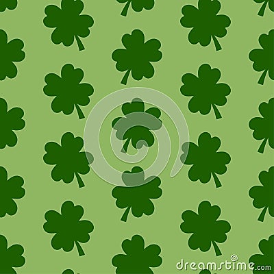 St. Patrick`s Day symbol. Four-leaf clover seamless pattern. Vector Illustration